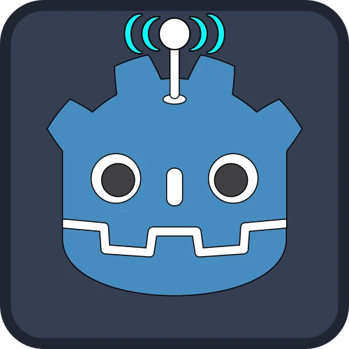 Icon for Godot Engine (a blue robot head), with an antenna.